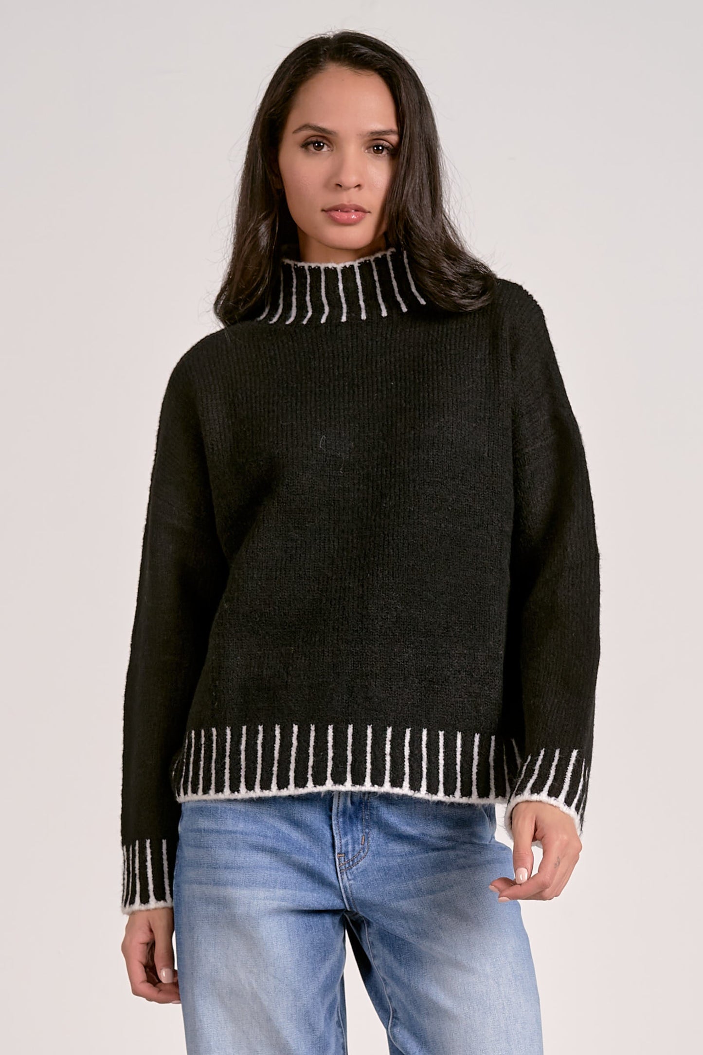 Elan Contrast Seam Sweater