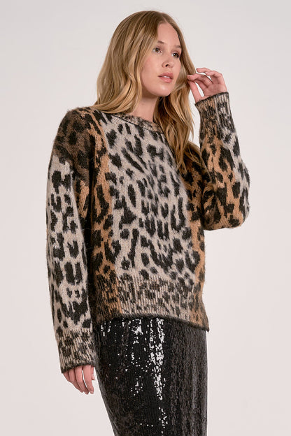 Elan Cheetah Crewneck Sweater