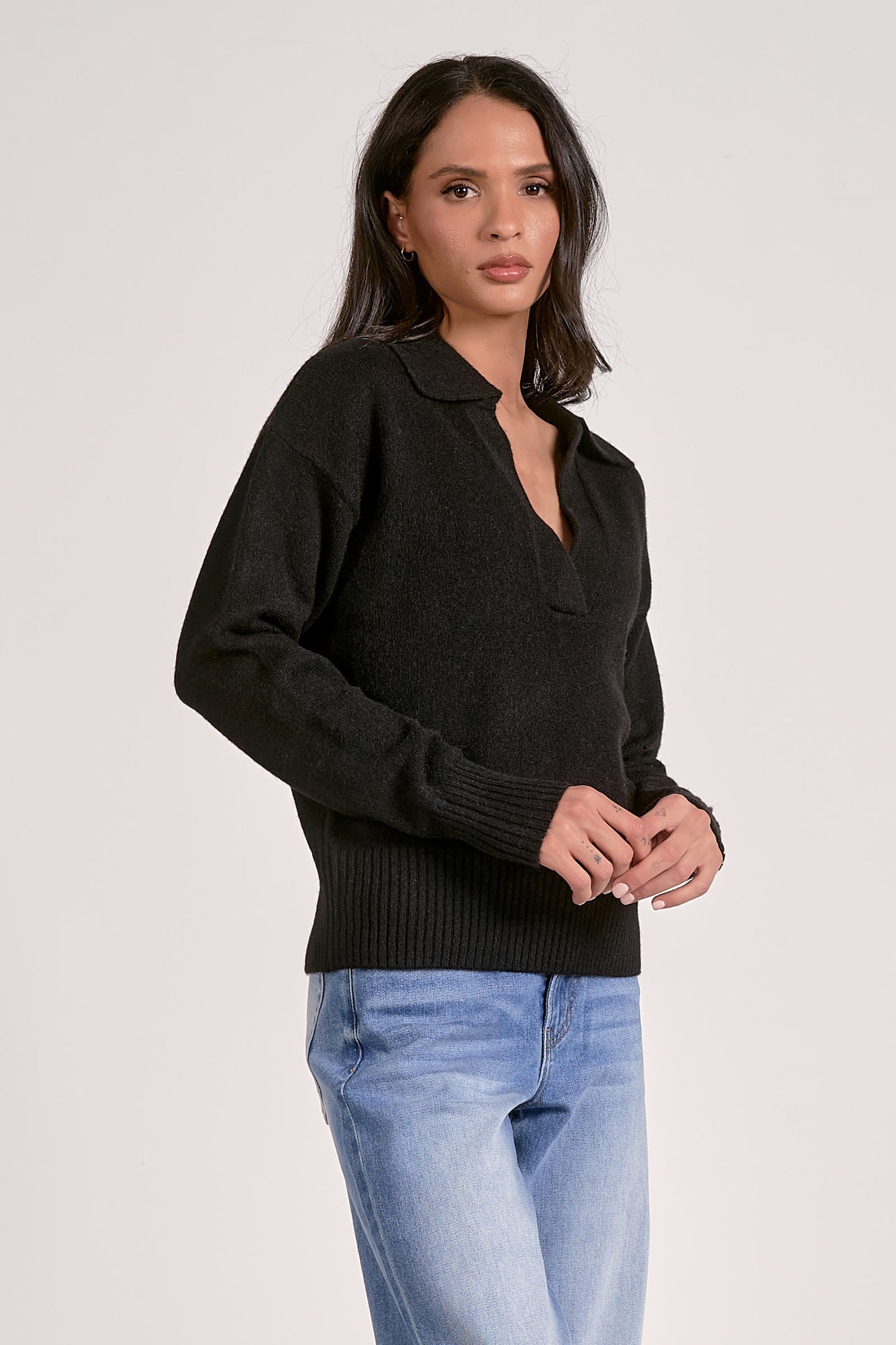 Elan Long Sleeve Collared Sweater