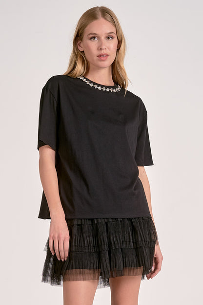 Elan Embellish Collar Tee
