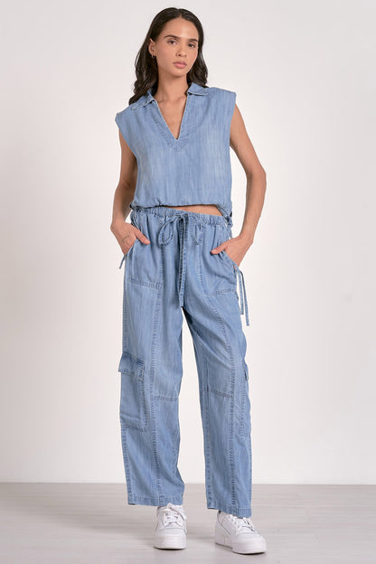 Elan Chambray Cargo Pants