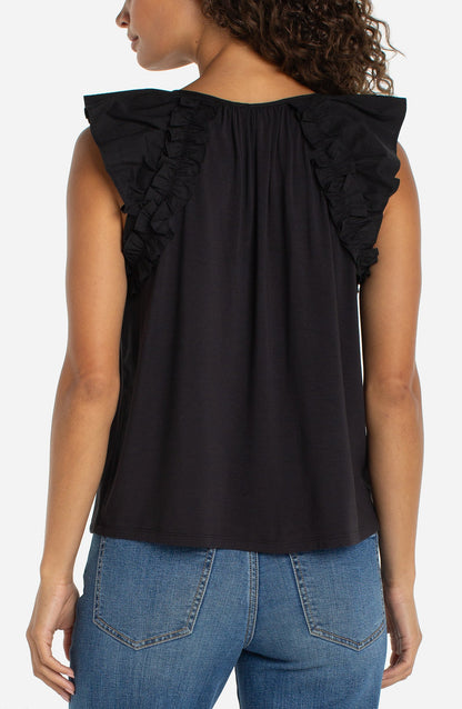 Liverpool Flutter Sleeve Tie Top