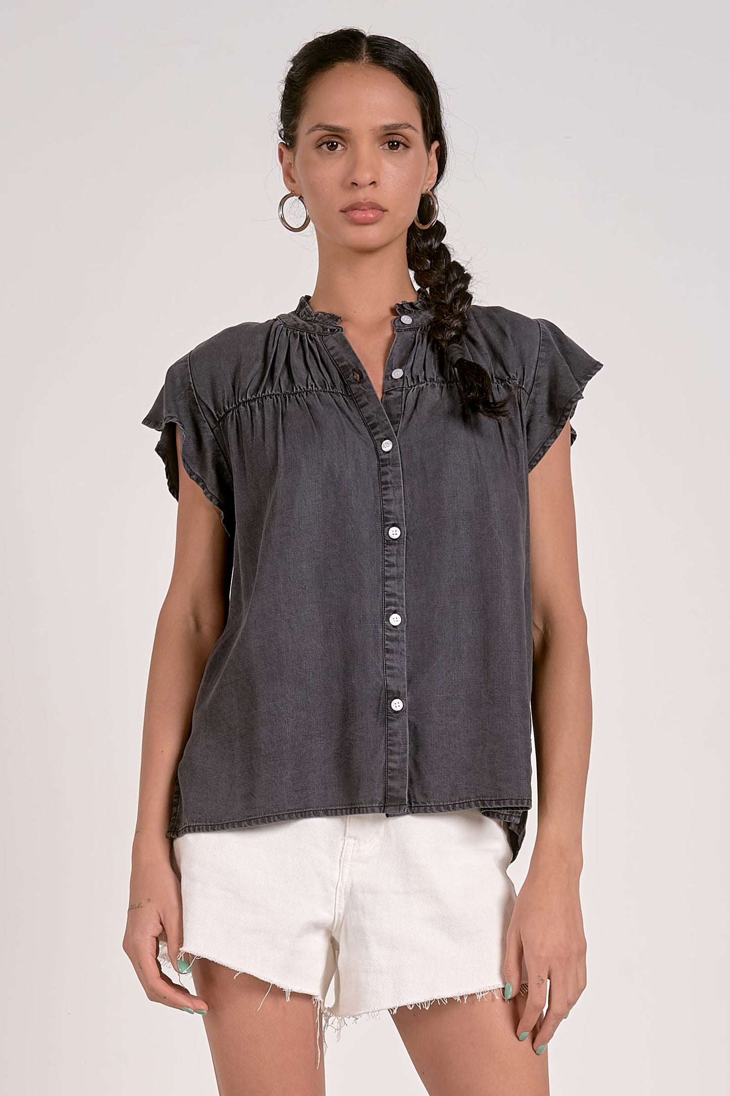 Elan Button Down Chambray Shirt