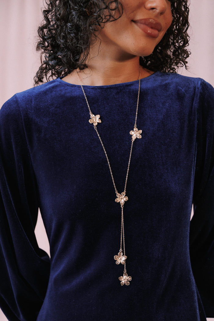 ACCESSORIES Valencia Flower Drop Necklace - Gold