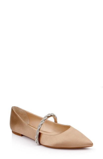 Dark Nude | Vana Pointed Flats with Embellished Straps