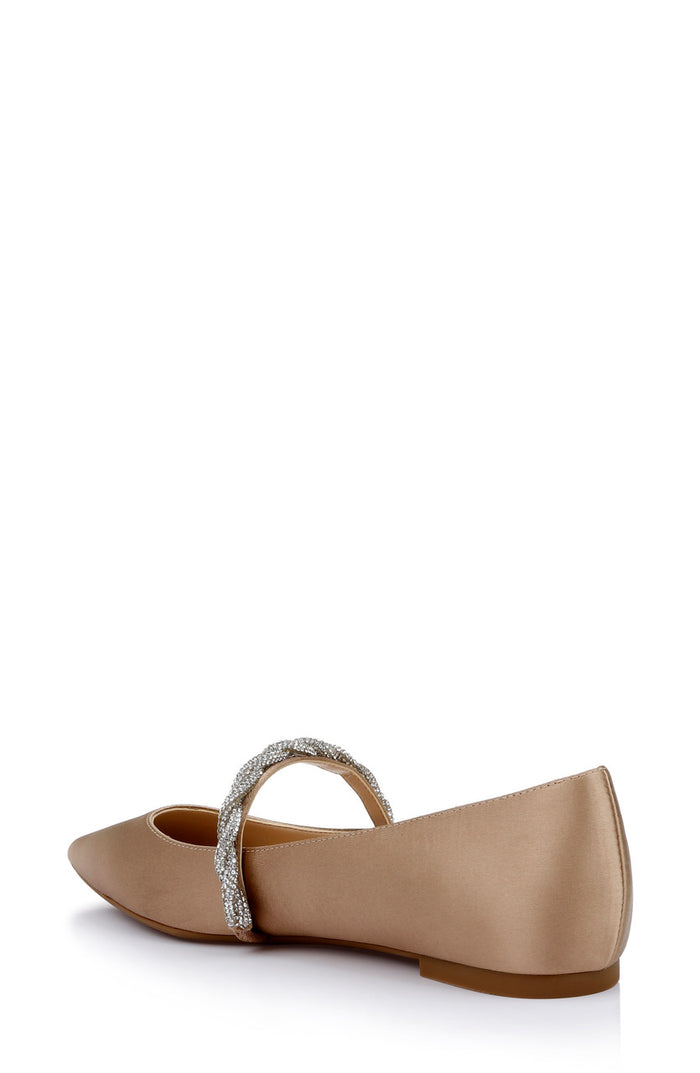 Dark Nude | Vana Pointed Flats with Embellished Straps
