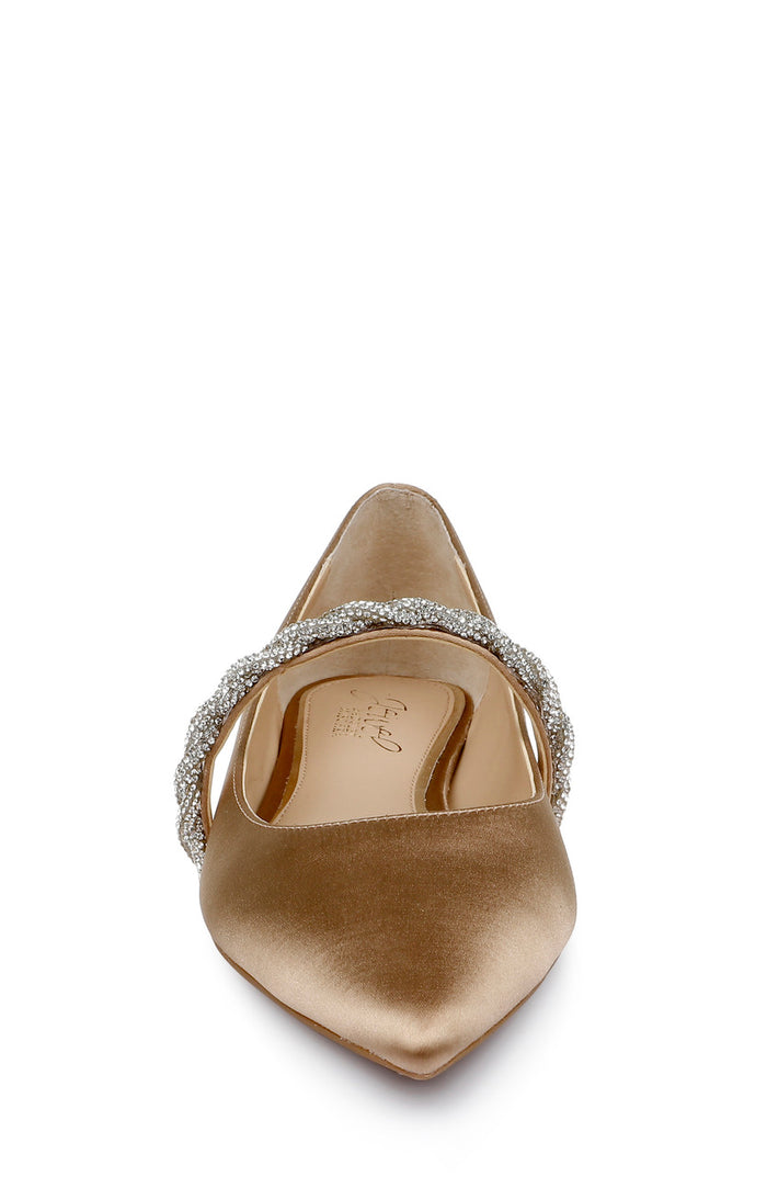 Dark Nude | Vana Pointed Flats with Embellished Straps
