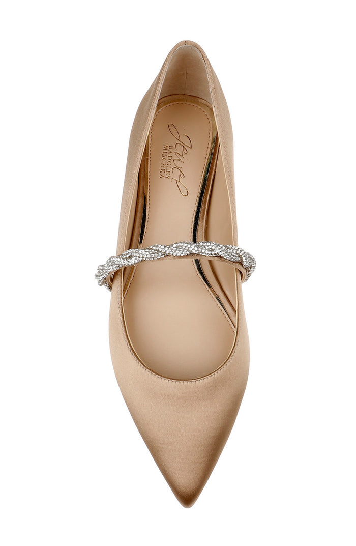 Dark Nude | Vana Pointed Flats with Embellished Straps
