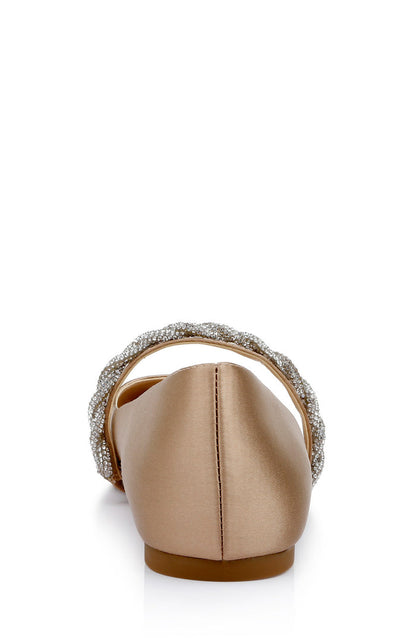 Dark Nude | Vana Pointed Flats with Embellished Straps