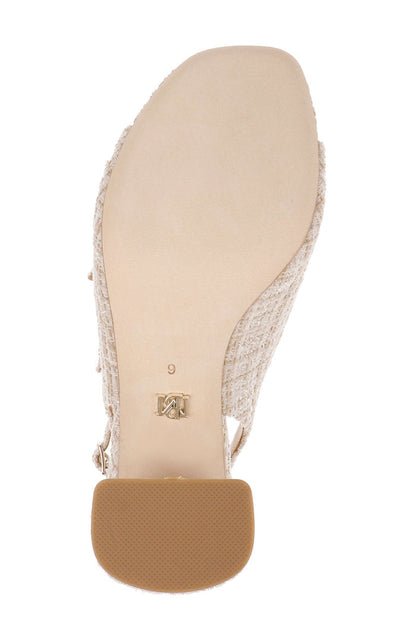 Cream Multi | Vella Tweed Pearl Embellished Block Heel Sandals Sole