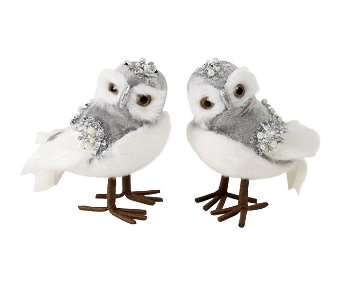 Velvet Silver White Owl