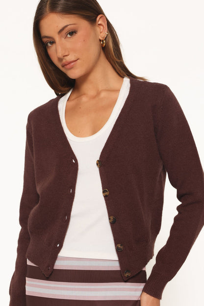 KNITWEAR Veniza V Neck Cardigan - Brown