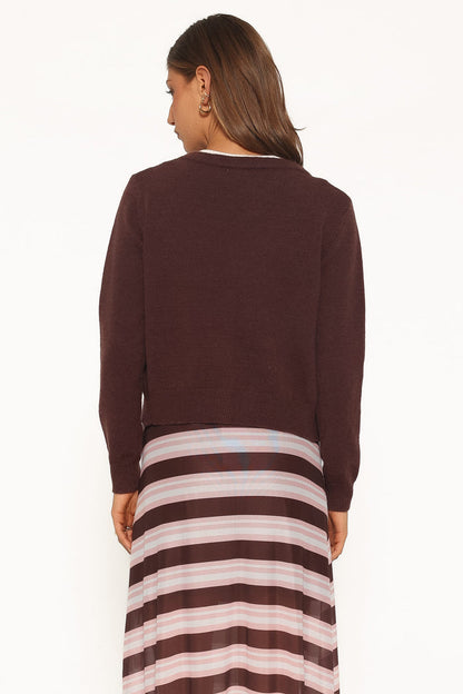 KNITWEAR Veniza V Neck Cardigan - Brown