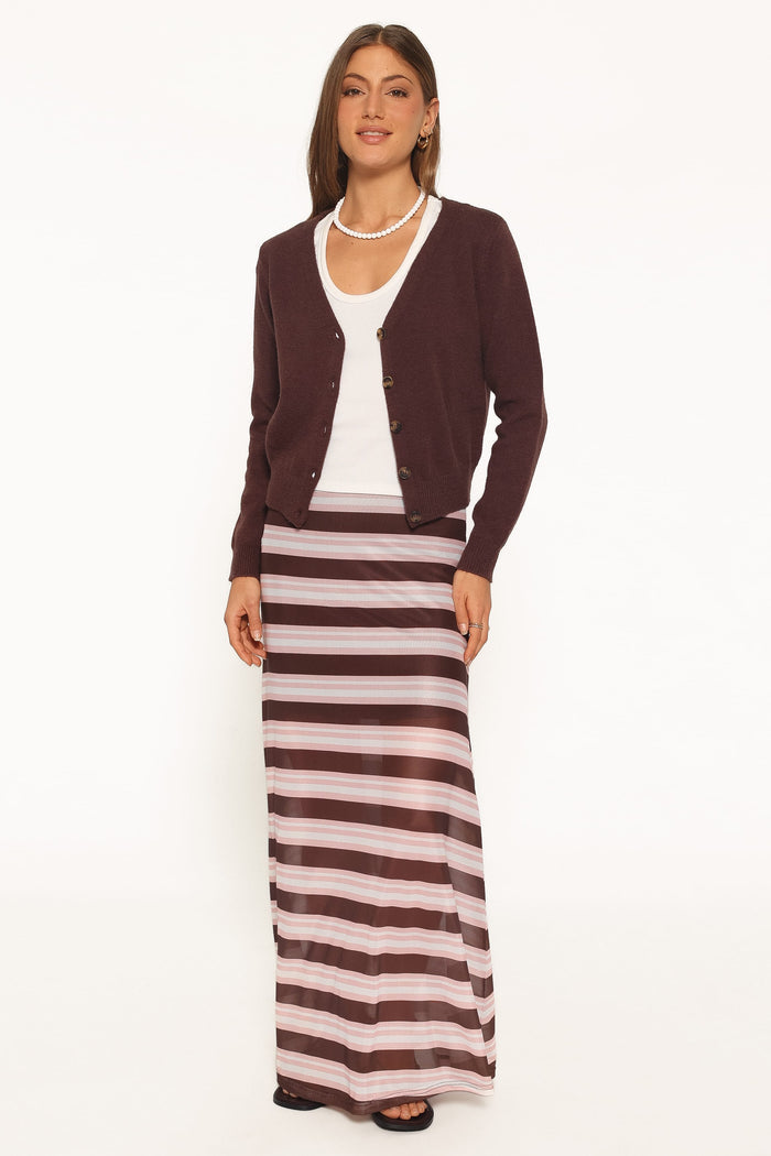 KNITWEAR Veniza V Neck Cardigan - Brown
