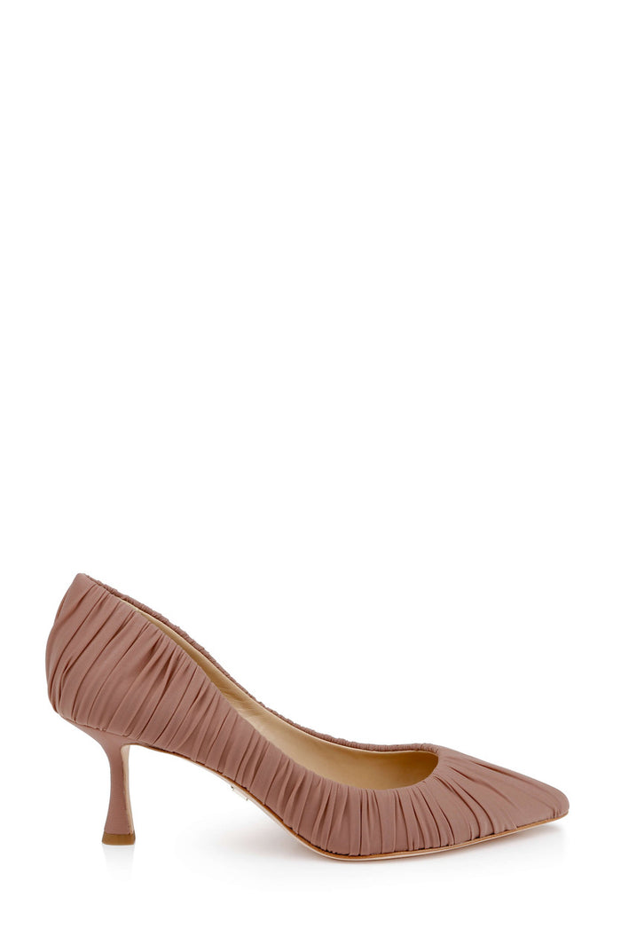 Nude Fabric | Verity Ruched Kitten Heel Pumps Side