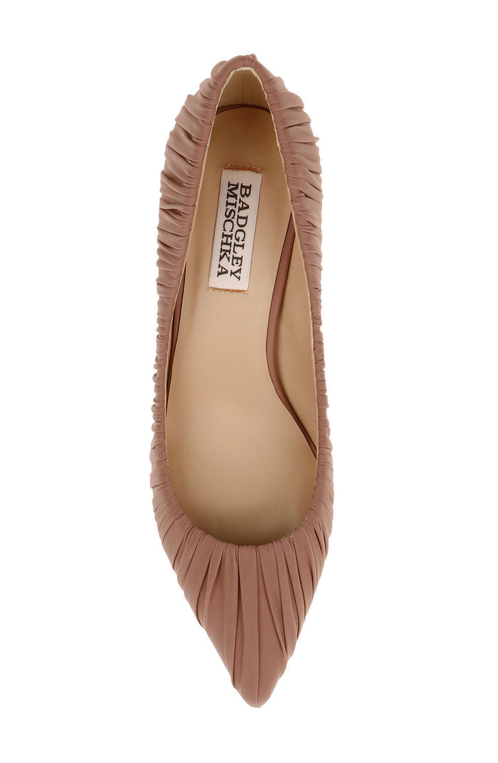 Nude Fabric | Verity Ruched Kitten Heel Pumps Top