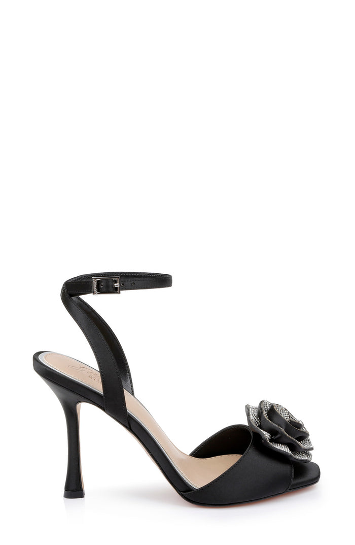 Black | Vida Rosette Peep Stiletto