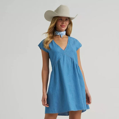 Wrangler Retro Women's Denim Swing Dress in Light Denim