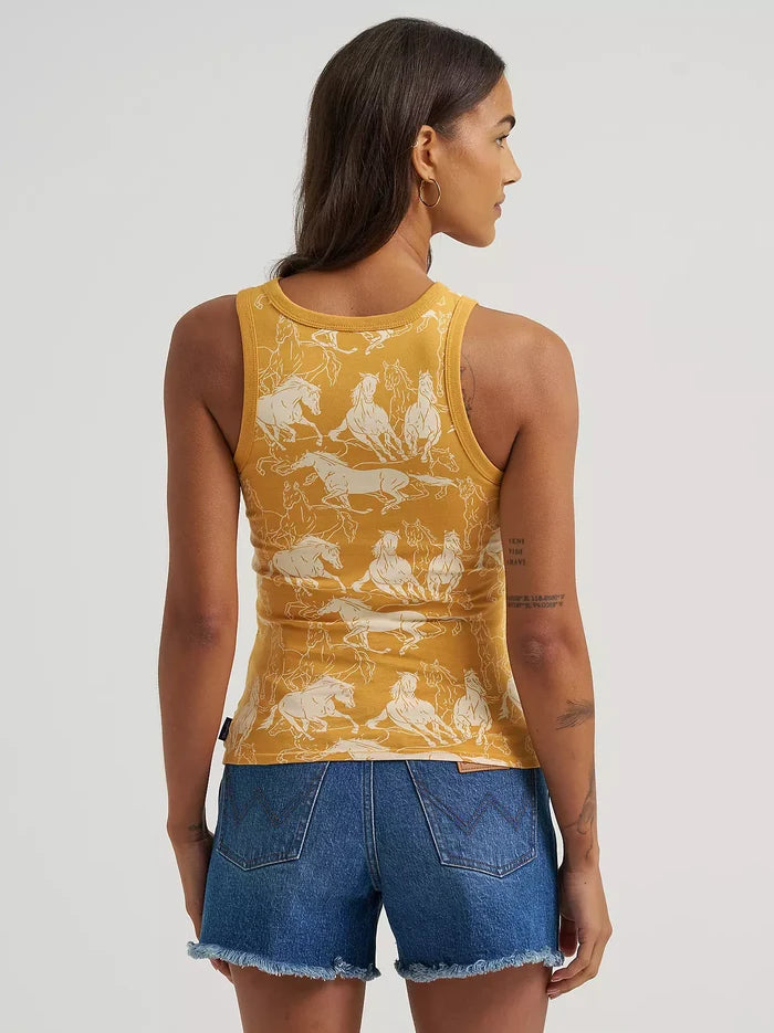 Wrangler Retro Women's Printed Slim Goddess Tank in Marigold