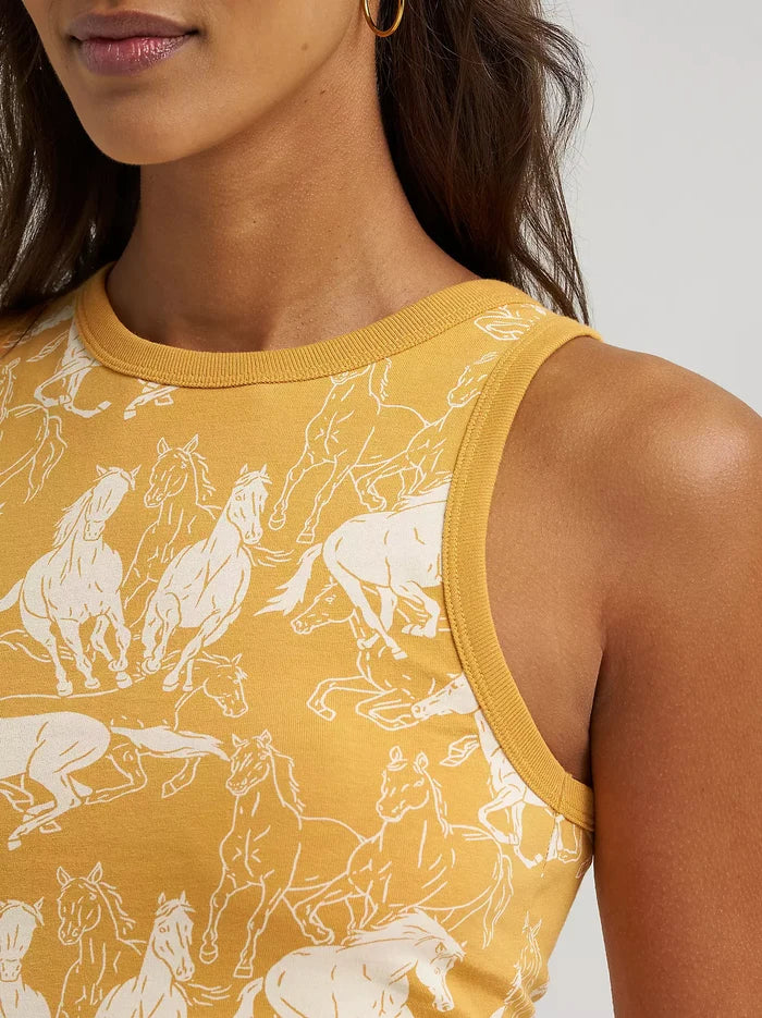 Wrangler Retro Women's Printed Slim Goddess Tank in Marigold