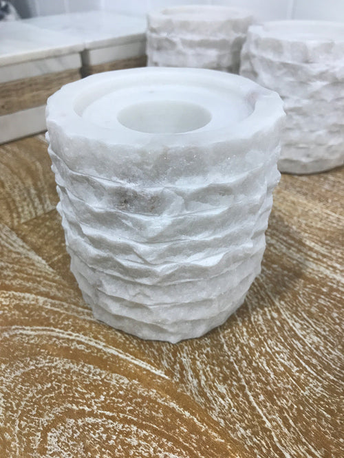 Wrenle White Marble Candleholder