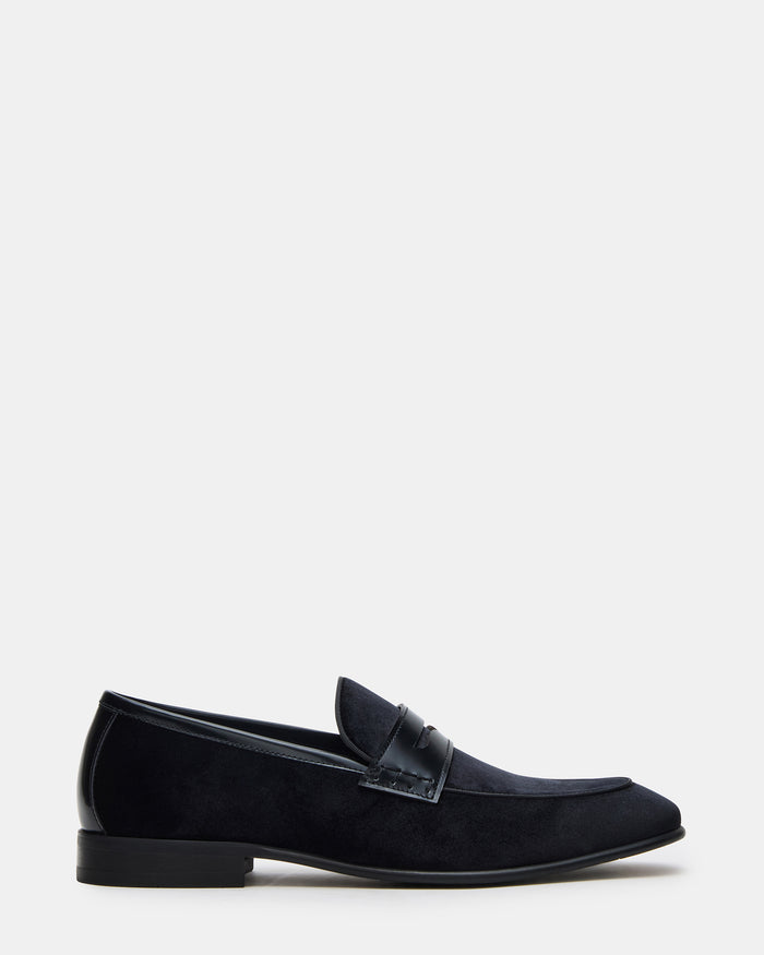 YARDLY Black Velvet Slip-On Men's Dress Loafer | Steve Madden