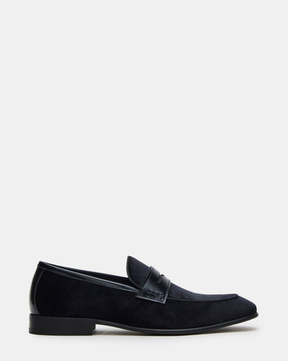 YARDLY Black Velvet Slip-On Men's Dress Loafer | Steve Madden
