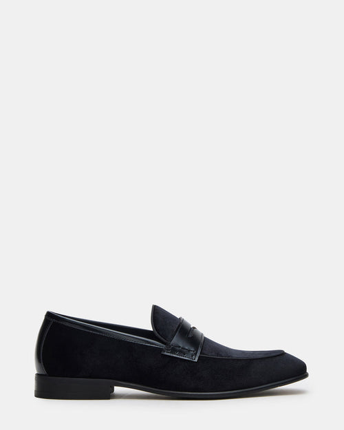 YARDLY Black Velvet Slip-On Men's Dress Loafer | Steve Madden