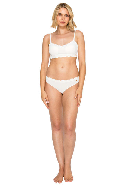 Bridal White | Yummy Baby Rib Scallop Brief Front