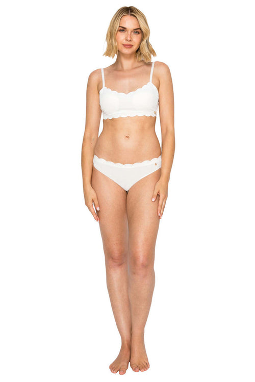Bridal White | Yummy Baby Rib Scallop Brief Front