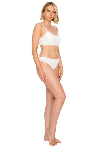 Bridal White | Yummy Baby Rib Scallop Thong Alt Angle