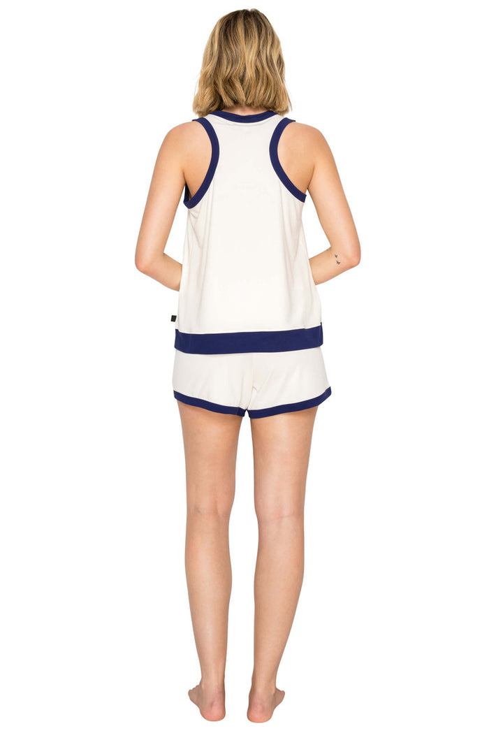 Cream/Ivory | Yummy Modal Blend Jersey Racerback Tank & Short Set Back