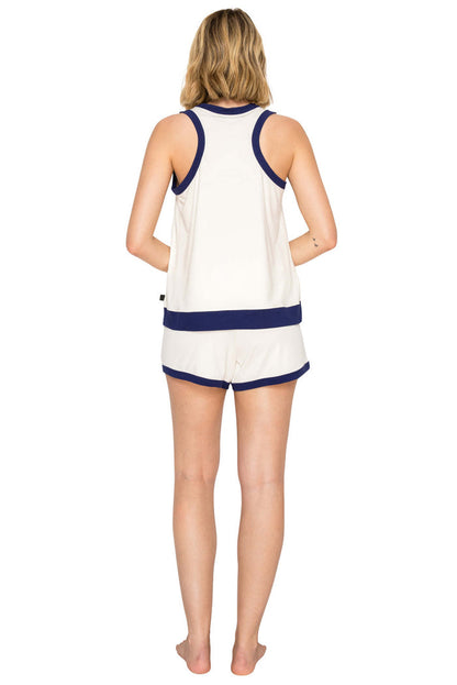 Cream/Ivory | Yummy Modal Blend Jersey Racerback Tank & Short Set Back