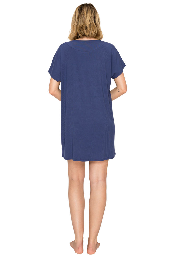 Blueberry | Yummy Modal Rib Dolman Sleep Dress Back