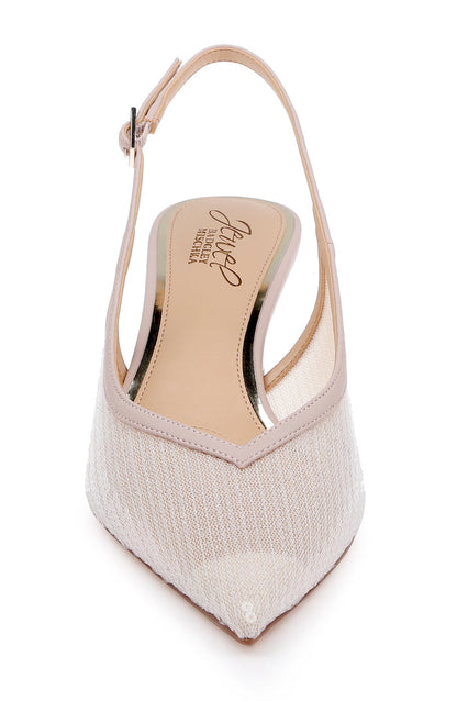 Nude Matte | Zabelle Sequin Slingback Pump Front