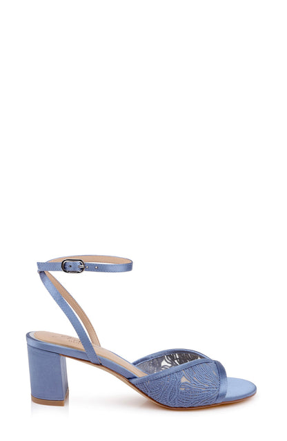Azure Blue Satin | Zaira Ankle Strap Sandal Side