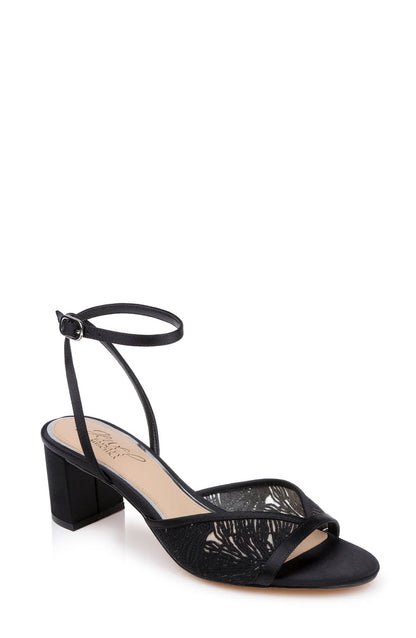 Black Satin | Zaira Ankle Strap Sandal Front Side