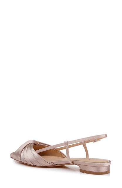 Dark Nude Satin | Zarah Pointed Toe Slingback Flat Back Side