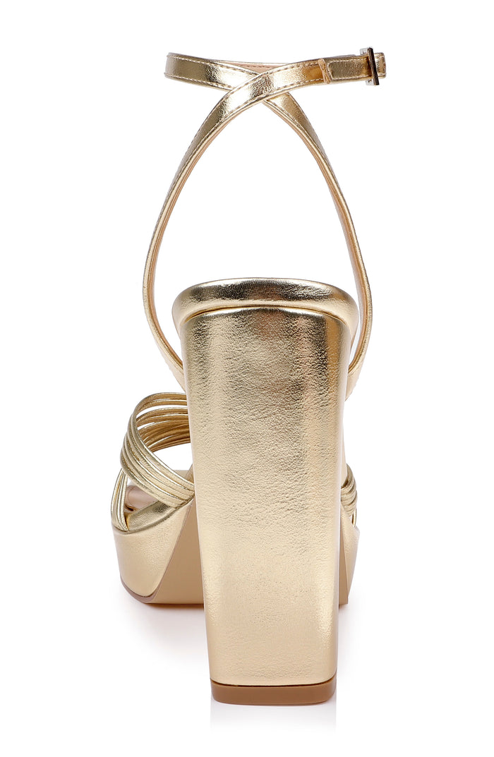 Gold Metallic | Zayla Ankle Strap Platform Sandal Back