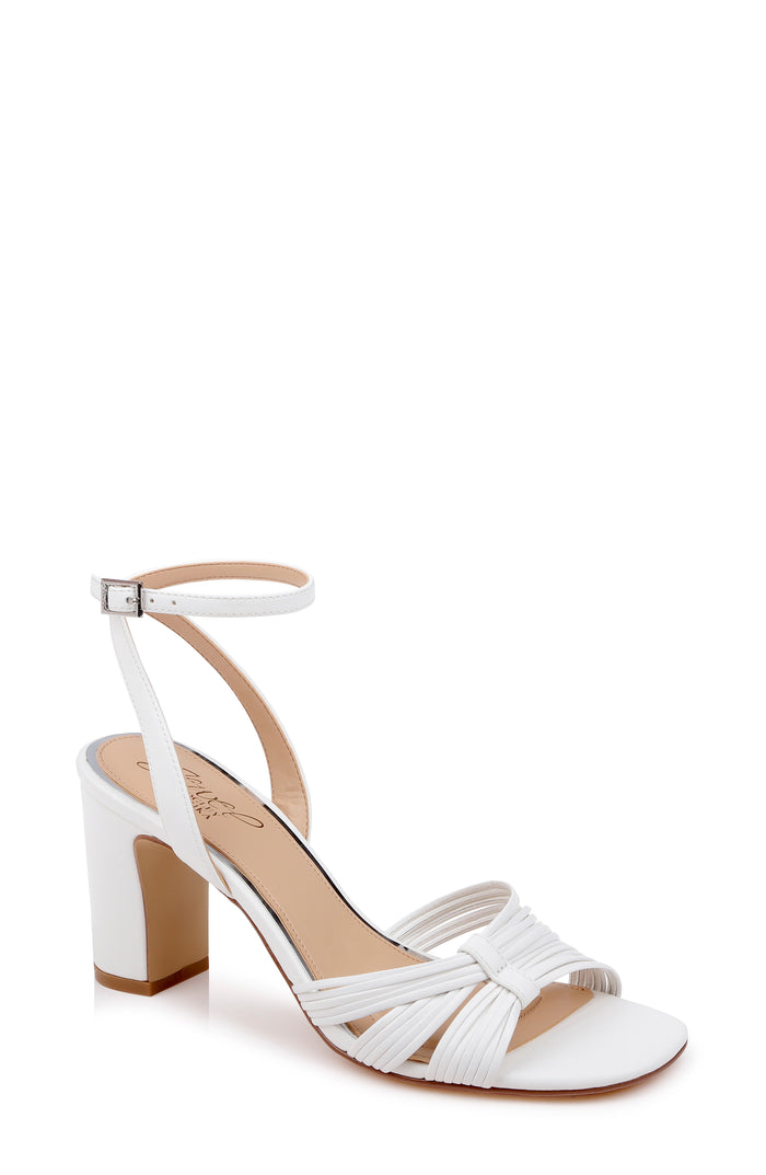 White Leather | Zaylee Ankle Strap Sandal Front Side