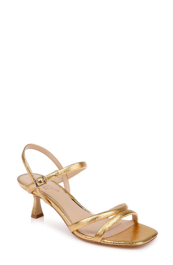 Gold Antique | Zianna II Kitten Heel Sandal  Front Side