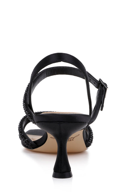 Black Satin | Zianna Kitten Heel Sandal Back
