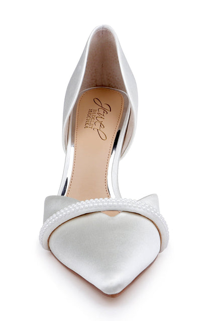 Ivory Satin | Zoey Pointed Toe d'Orsay Pump Front
